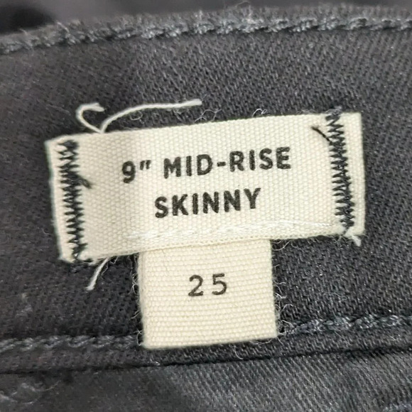 Madewell 9" Mid Rise Skinny black with velvet side stripe size 25 - Picture 6 of 8